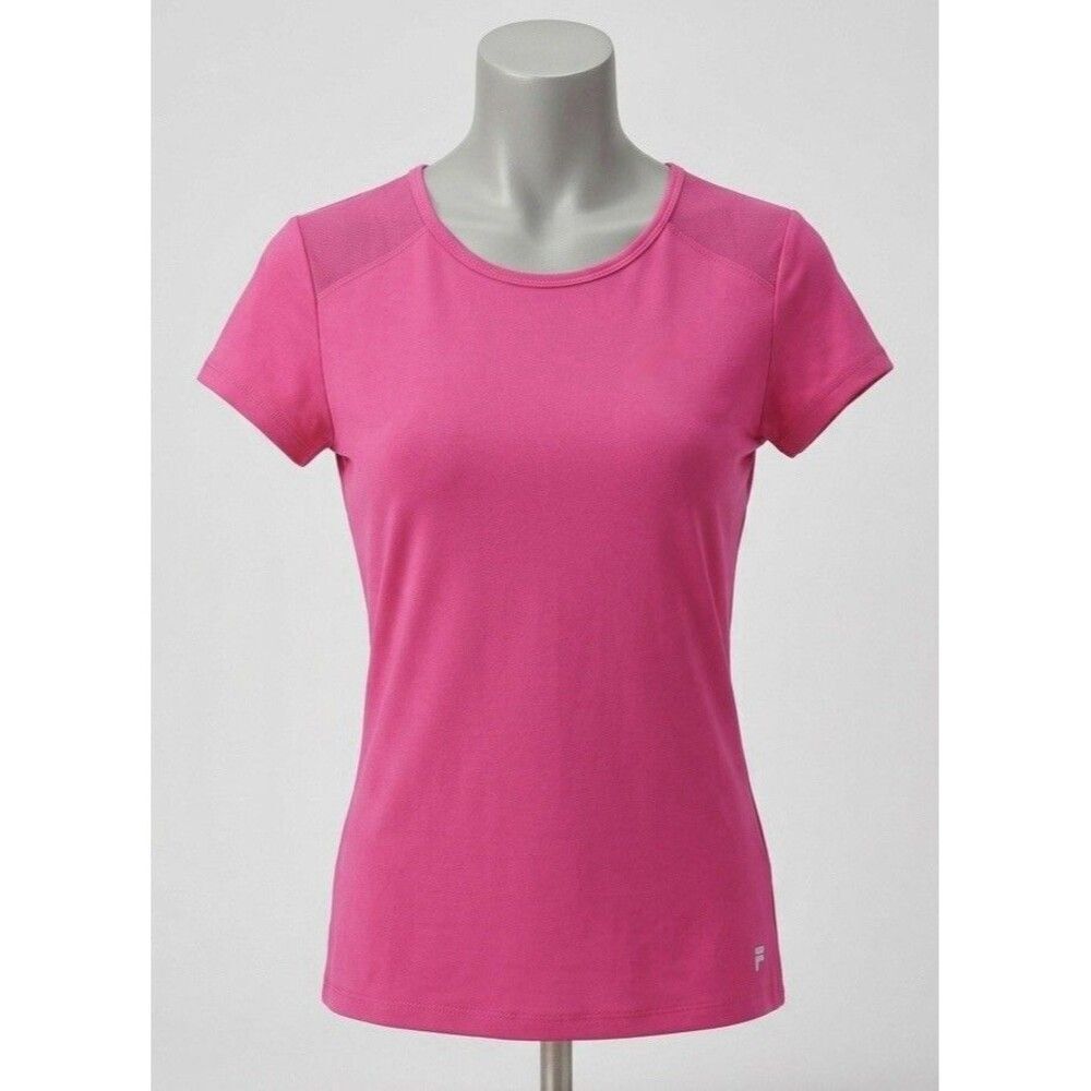 Fila Sport Women's Large Pink Short Sleeve Performance T-Shirt Lattice Cutout